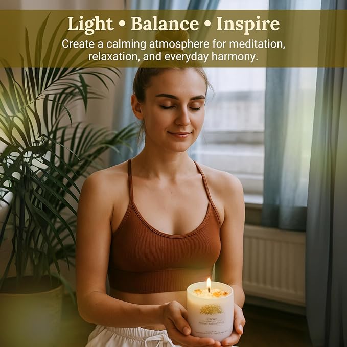Healing Crystal Candles Gift Set for Women, 3 Pack Aromatherapy Soy Candles with Real Amethyst Amazonite Sunstone, Lavender