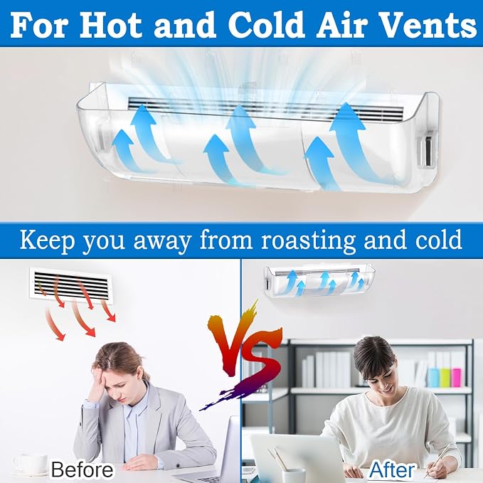 Heating & Air Vent Deflector for Vents, Sidewall, Ceiling, Floor Registers - Adjust Between 9"-14", Magnetic Vent Covers for