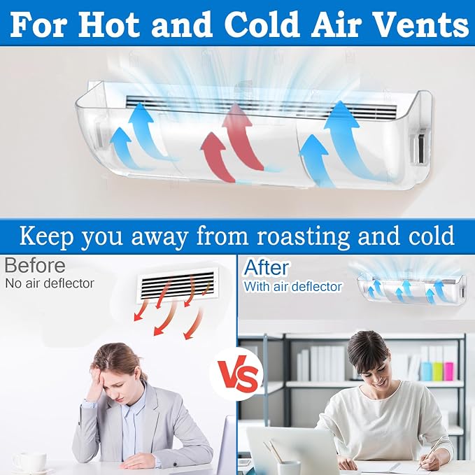 Heating & Air Vent Deflector for Vents, Sidewall, Ceiling, Floor Registers - Adjust Between 9"-14", Magnetic Vent Covers for