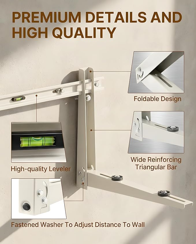 Heavy Duty Mini Split Wall Mounting Bracket for Outside, 550lb Load Capacity, Galvanized Carbon Steel, Dual Anti-Rust