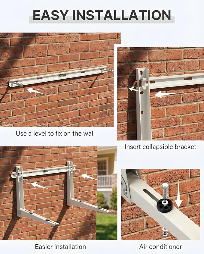 Heavy Duty Mini Split Wall Mounting Bracket for Outside, 550lb Load Capacity, Galvanized Carbon Steel, Dual Anti-Rust