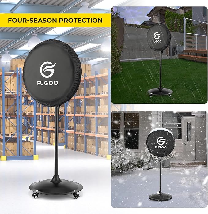 Heavy Duty Waterproof Outdoor Fan Cover for 24 Inch Pedestal and Wall Mount Fans, Black, 420D Material, Dustproof Protection