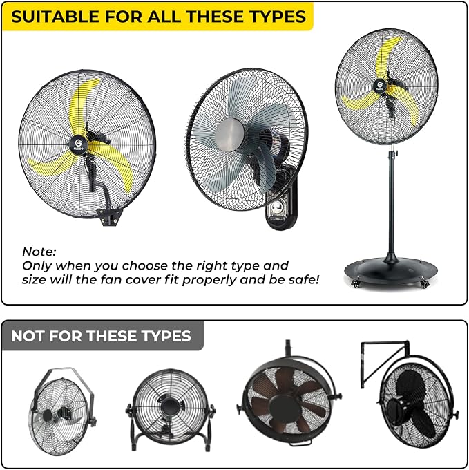 Heavy Duty Waterproof Outdoor Fan Cover for 24 Inch Pedestal and Wall Mount Fans, Black, 420D Material, Dustproof Protection