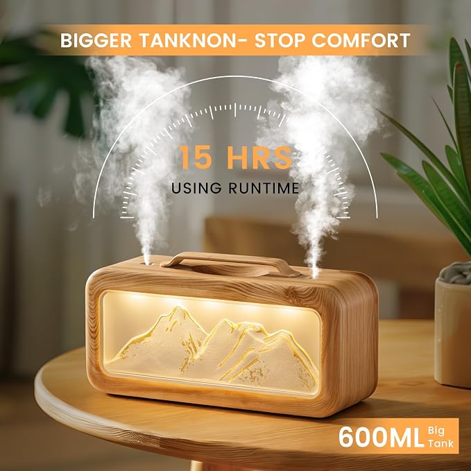 HEEYCEM Humidifiers for Bedroom, 600ml Cool Mist Humidifier with Night Light, 23dB Quiet Operation, Mini Baby Humidifier,for