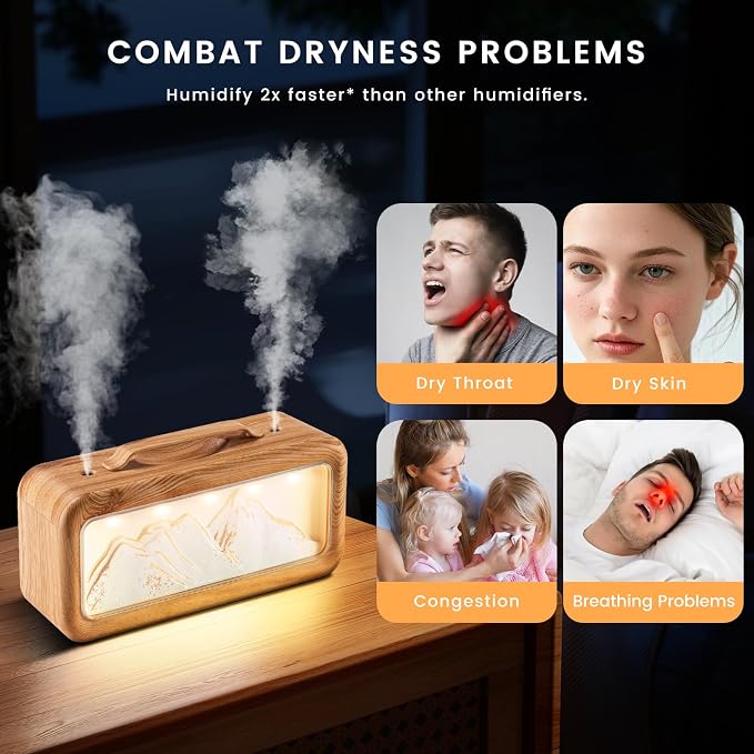 HEEYCEM Humidifiers for Bedroom, 600ml Cool Mist Humidifier with Night Light, 23dB Quiet Operation, Mini Baby Humidifier,for