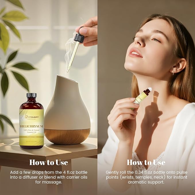 Helichrysum Extracts Essential Oil, 100% Natural Helichrysum Oil Premium Grade for Diffusers, fabric comfort, Massage