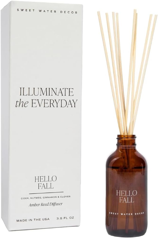 Hello Fall Reed Diffuser Set - Hot Cider, Cinnamon, Cloves, Apple, and Nutmeg Fall Scented Diffuser, product image