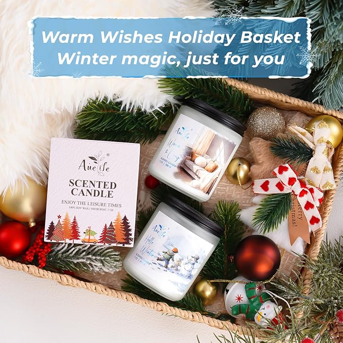 Hello Winter Candle | Fresh Citrus & Jasmine Scented Soy Candles - Winter Aromatherapy Candles Gift for Women & Men, Cozy