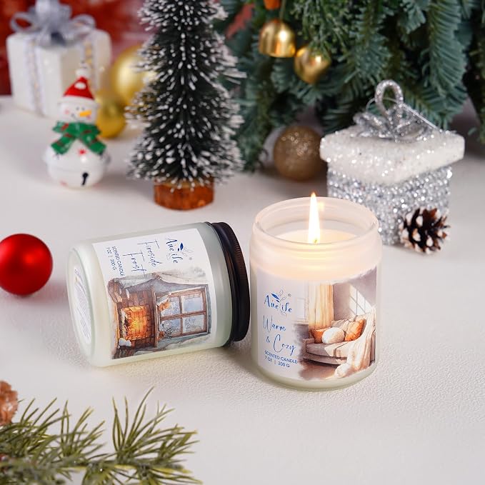 Hello Winter Candle | Fresh Citrus & Jasmine Scented Soy Candles - Winter Aromatherapy Candles Gift for Women & Men, Cozy