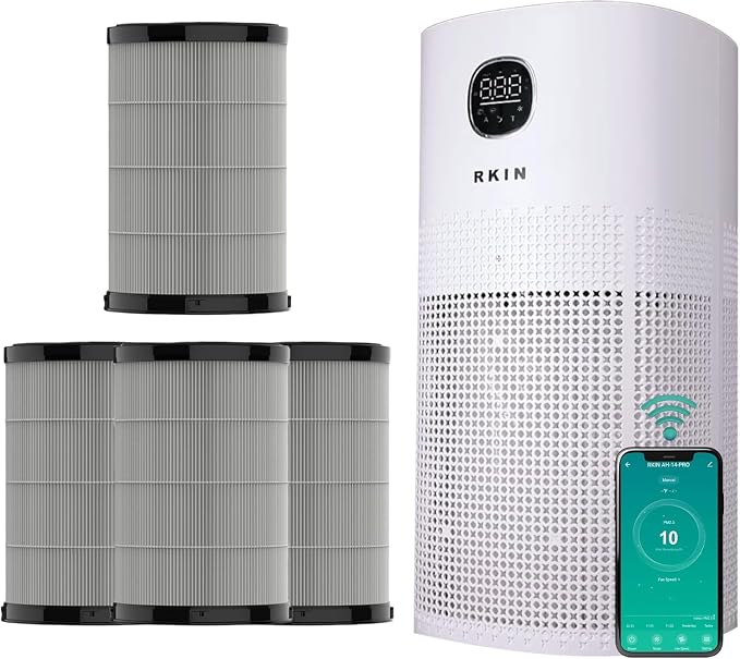 HEPA 14 Smart Air Purifier with 3+ Year Filters – WiFi & App Control, PM2.5 Monitor, Large Room Air Cleaner for Pets, Smoke
