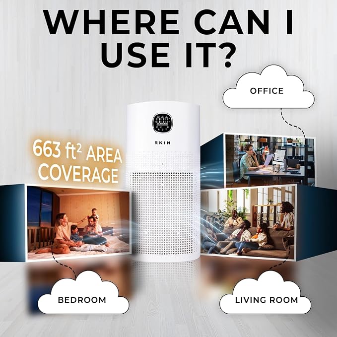 HEPA 14 Smart Air Purifier with 3+ Year Filters – WiFi & App Control, PM2.5 Monitor, Large Room Air Cleaner for Pets, Smoke