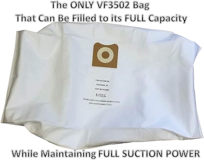 HEPA 3-Pack compatible 12-16 Gallon VF3502 Wet Dry Vac High-Efficiency Dust Bags, Wet Dry Vacuum Filter Bags. wood