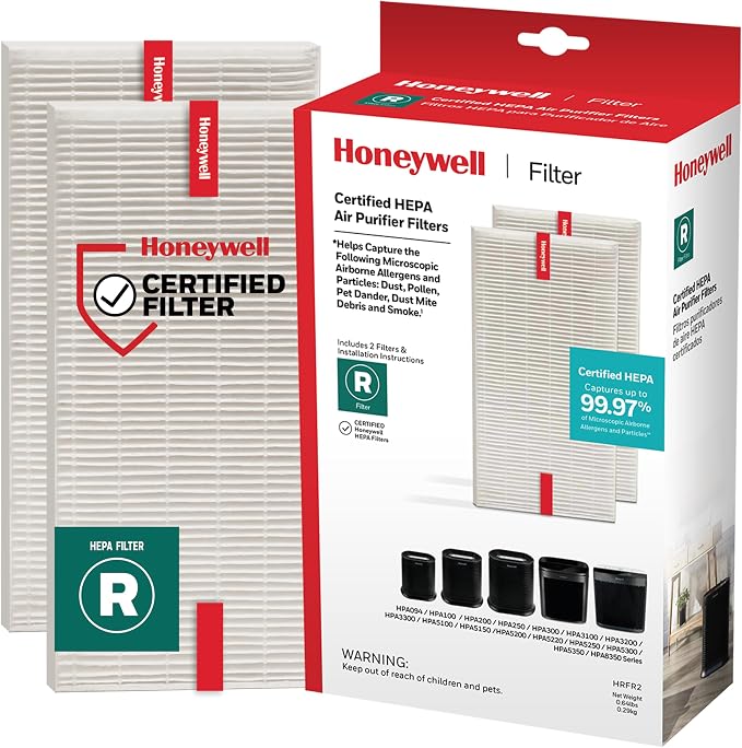 HEPA Air Purifier Filter R, 2-Pack for HPA 100/200/300 and 5000 Series - Airborne Allergen Air Filter Targets Wildfire/Smoke