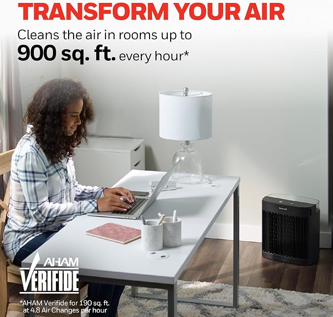 HEPA Air Purifier for Home, 938 Ft2 Rooms in 1 Hour, Turbo Clean, Reduces Allergens, Dust, Pollen, Pet Dander, All Smoke