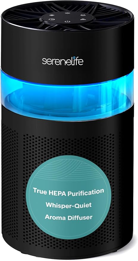 HEPA Air Purifier for Home, Compact Quiet Air Purifier with Filter Replacement Alert, Touch Controls, Aroma Box, 2 Fan Speeds