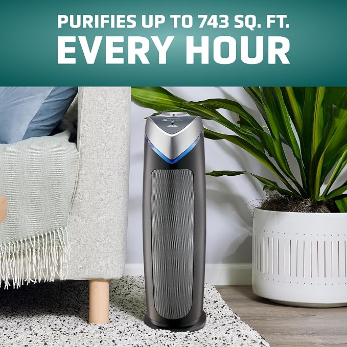 HEPA Air Purifier for Home, Large Rooms - 743 Sq. Ft. with HEPA Air Filter, UV-C Light & Odor Reduction, AC4825E, 22" Tower
