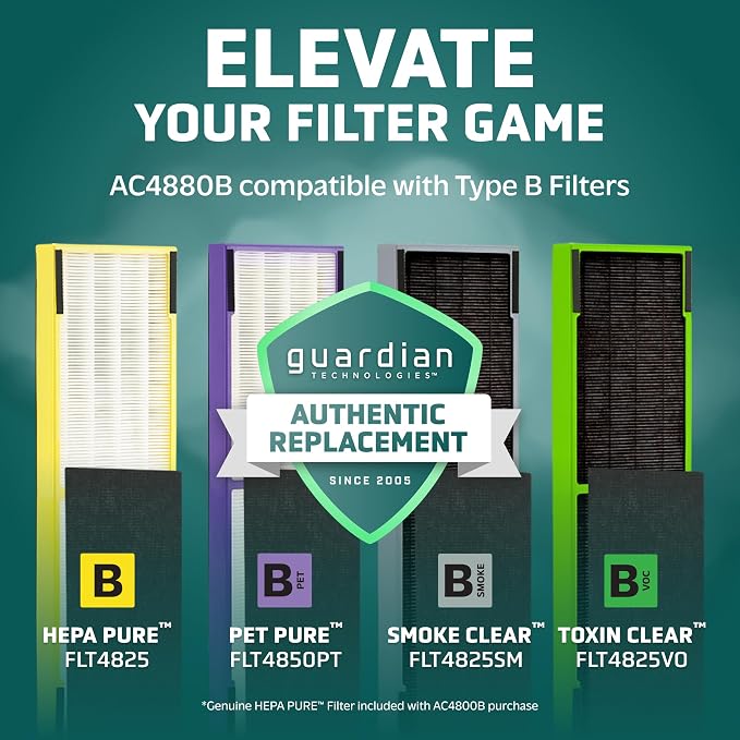 HEPA Air Purifier for Home, Large Rooms Up To 743 Sq. Ft. with HEPA PURE Air Filter, Air Quality Monitor & UV-C Light