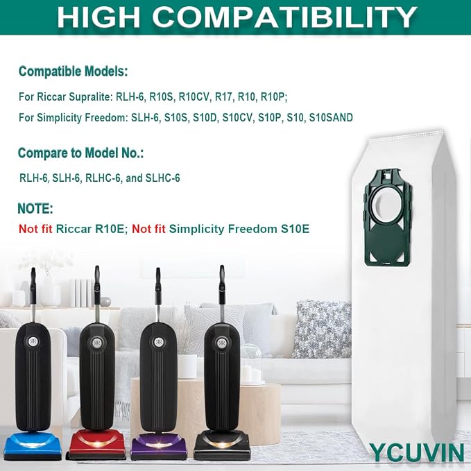 HEPA Bags for Supralite RLH-6, R10S, R10CV, R17, R10P, R10, RLHC-6; for Simplicity Freedom SLH-6, S10S, S10D, S10CV