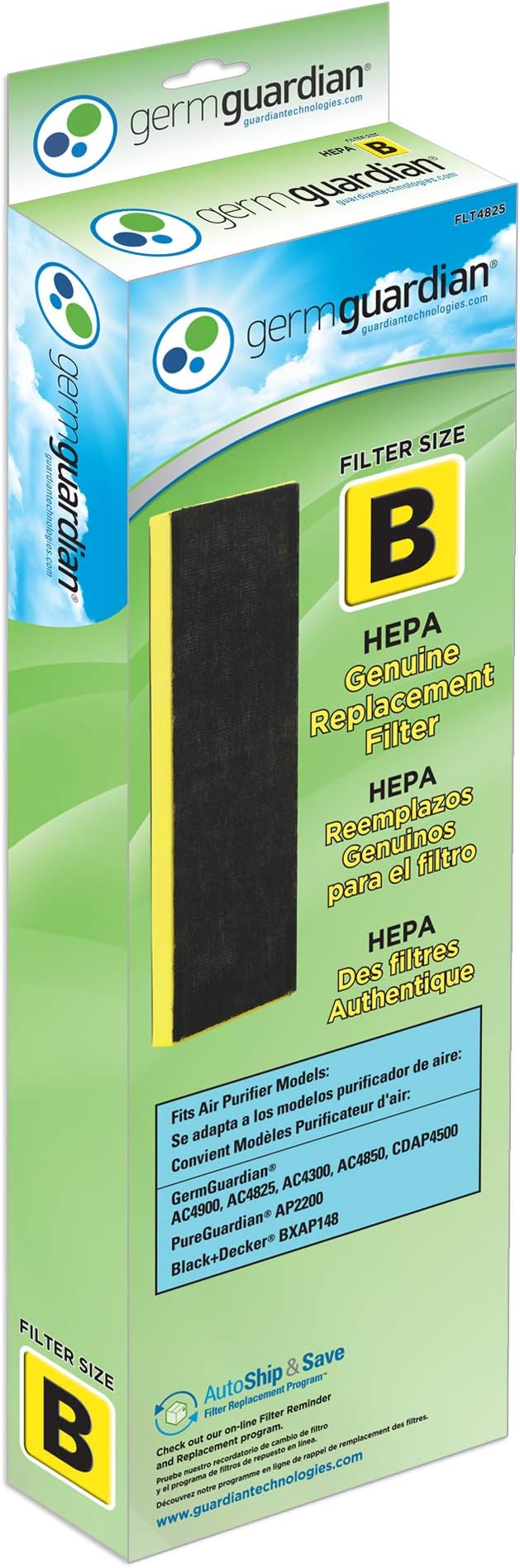 HEPA Pure Genuine Air Purifier Filter B, Removes Pollutants, Wildfire Smoke, Odors, for AC4825, AC4300, AC4900, alternate