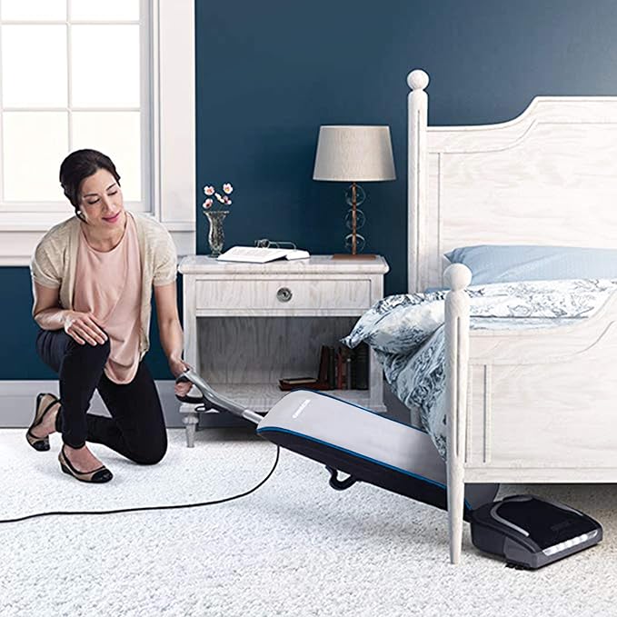 HEPA Swivel Upright Vacuum Cleaner, Lightweight Bagged Upright Vac, HEPA Media Filtration, Traps Debris and Locks in Dirt