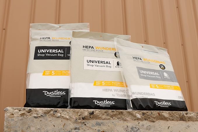 HEPA Technologies Wunderbag(8-10 Gallon)- Universal High Capacity Pre-Filter Bags for Wet Dry Vacuums, 2 Pack.