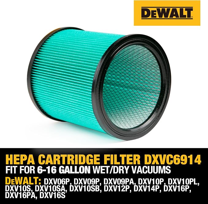 HEPA Vacuum Filter Replacement DXVC6914, Fit for 6-16 Gallon Wet Dry Vacuum Cleaner, Compatible with DXV06P, DXV09P, DXV09PA