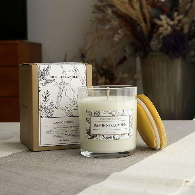 High End Hostess Gifts for Woman, Bamboo Jasmine Candle, Soy Candles for Home Scented, made from natural materials Home