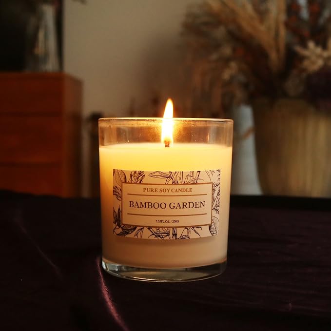 High End Hostess Gifts for Woman, Bamboo Jasmine Candle, Soy Candles for Home Scented, made from natural materials Home
