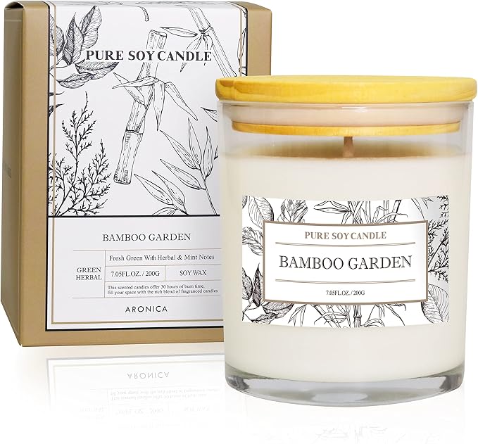 High End Hostess Gifts for Woman, Bamboo Jasmine Candle, Soy Candles for Home Scented, made from natural materials Home