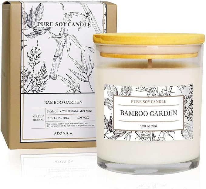 High End Hostess Gifts for Woman, Bamboo Jasmine Candle, Soy Candles for Home Scented, made from natural materials Home