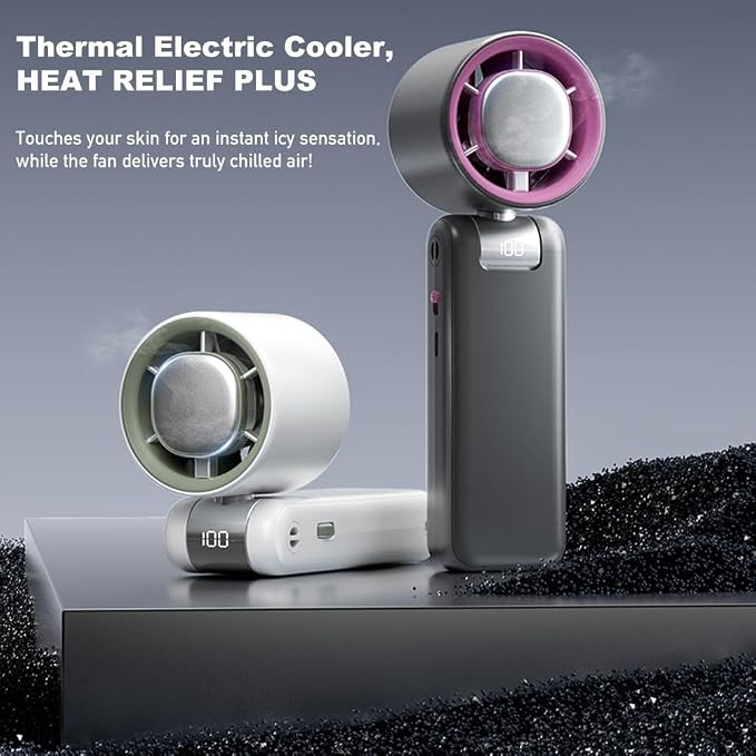 High Speed Handheld Fan, 13500 RPM Turbo Motor TEC Instant Cooling, 4000mAh Battery (3-23H) LCD Display, 3-in-1
