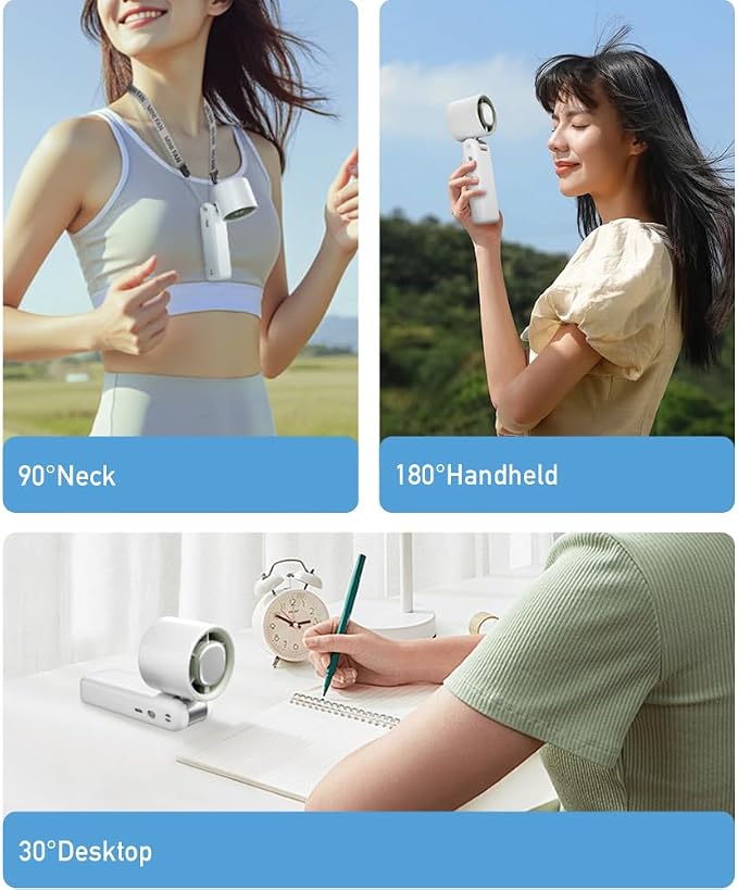 High Speed Handheld Fan, 13500 RPM Turbo Motor TEC Instant Cooling, 4000mAh Battery (3-23H) LCD Display, 3-in-1