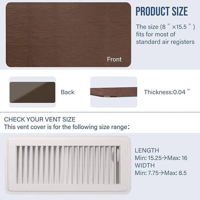 High Strength Magnetic Vent Covers for Home Ceiling, Metallic Air Vent Covers for Floor, Wall, Ceiling Steel, alternate view
