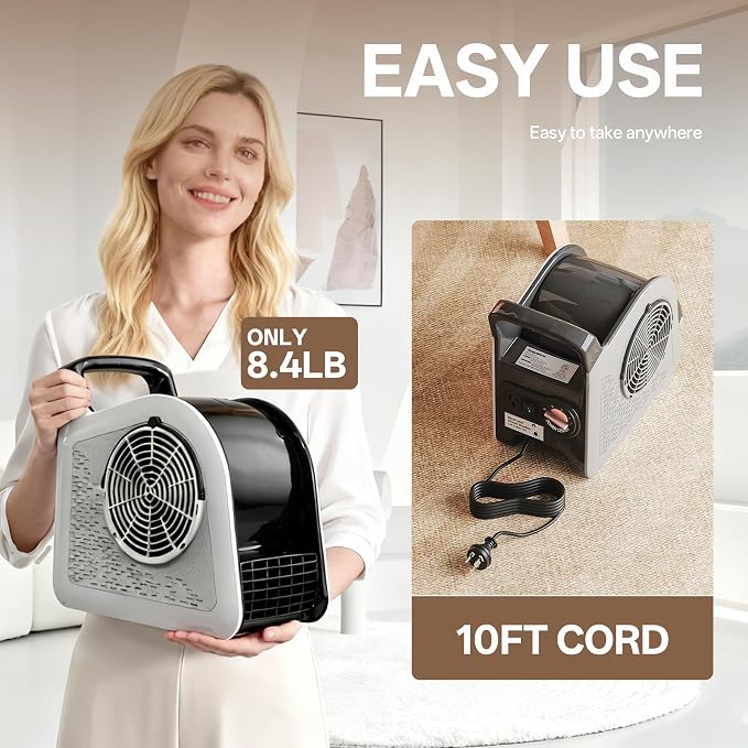 High Velocity Blower Floor Fan, 355 CFM Air Mover Fan for Job Site and Home, Floor Drying Fan for Cooling and Ventilating