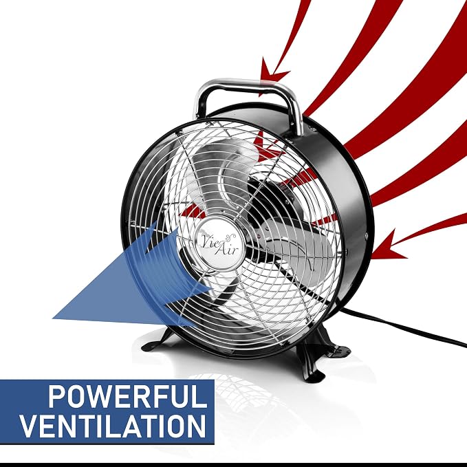 High Velocity Powerful and Quiet Dual Speed Sleek Design Durable Metal Drum Fan, 12'' W, alternate product view 6