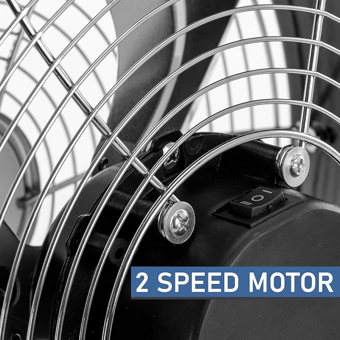 High Velocity Powerful and Quiet Dual Speed Sleek Design Durable Metal Drum Fan, 12'' W, alternate product view 9