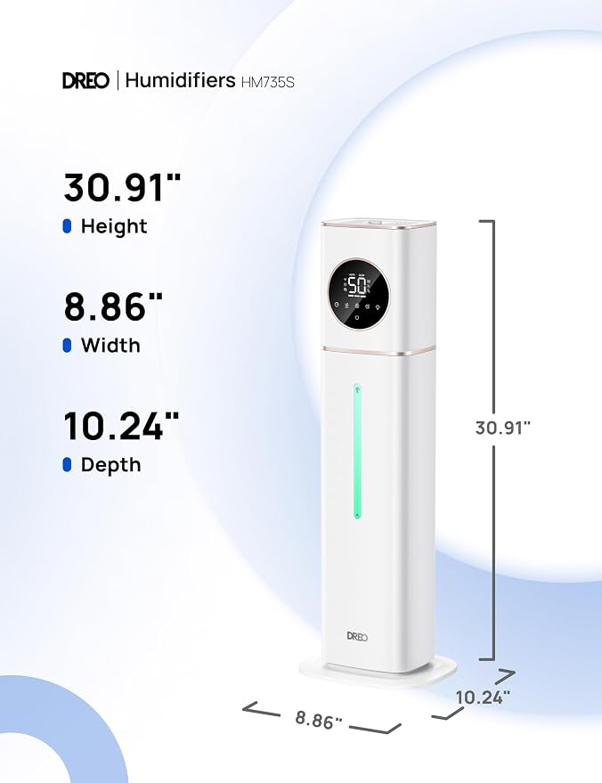 HM735S 11L Smart Humidifier Large Room 700 ft2, 100H Cool Mist Air Humidifiers for Bedroom, Top-Fill, Clean Tank Technology