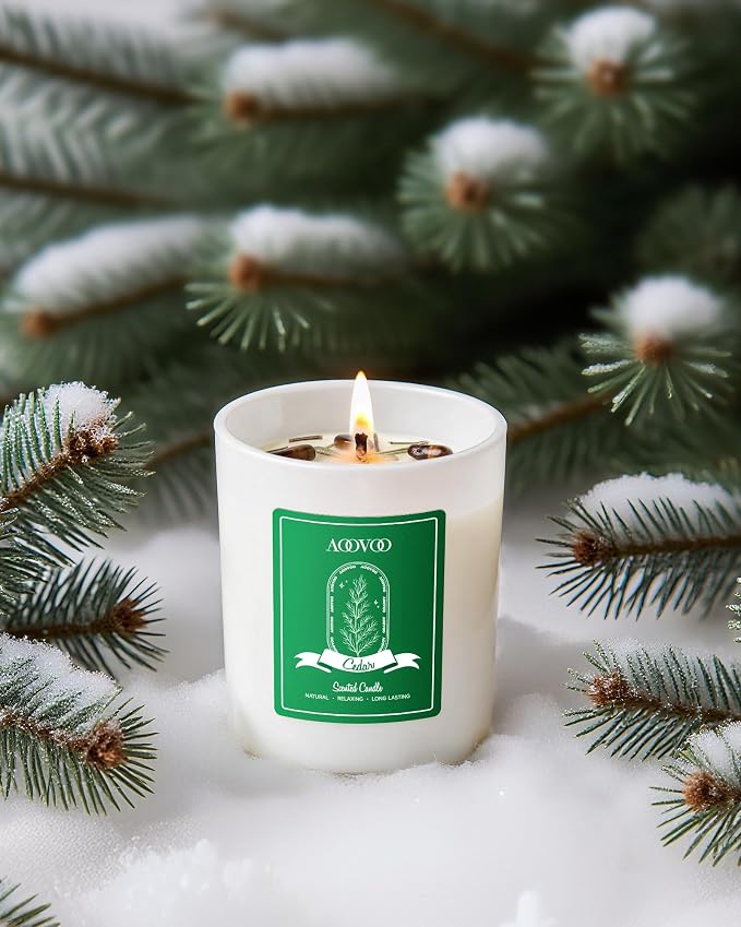 Holiday Candles Set for Women - 4 Pack Candles for Home Scented, Aromatherapy Candle with Crystals, alternate product view 2