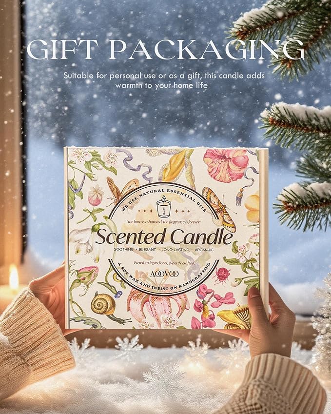 Holiday Candles Set for Women - 4 Pack Candles for Home Scented, Aromatherapy Candle with Crystals, alternate product view 7