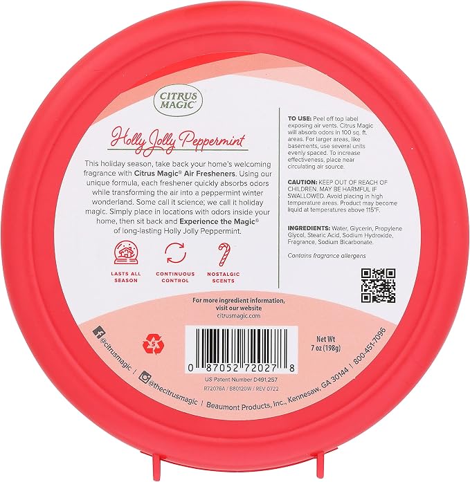 Holiday Odor Absorbing Solid Air Freshener, Holly Jolly Peppermint, 7-Ounce 1.75 inches, alternate product view 2