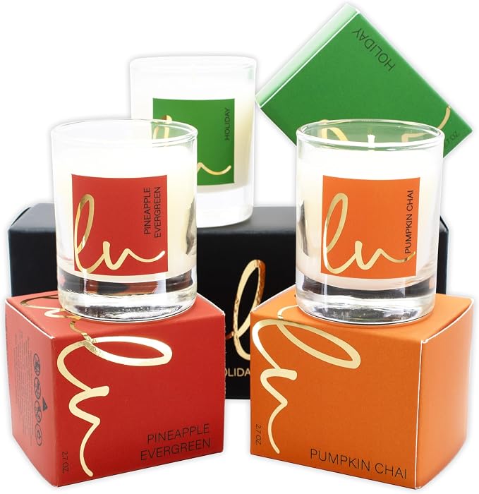 | Holiday, Pineapple Evergreen, Pumpkin Chai | Luxury Scented Soy Jar Candle | Hand Poured in The USA | Highly, alternate