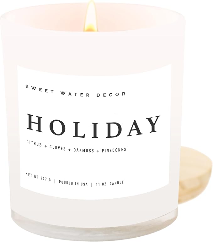 Holiday Soy Candle - Citrus, Cloves, Black Dahlia Petals, Pine Cones and Oakmoss Holiday Scented, product image