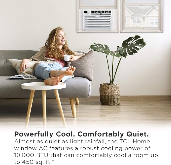 Home 10,000 BTU Window Air Conditioner, Energy Star, Cools Rooms up to 450 Sq. Ft., 3 Fan Speeds, Quiet, Multiple Modes
