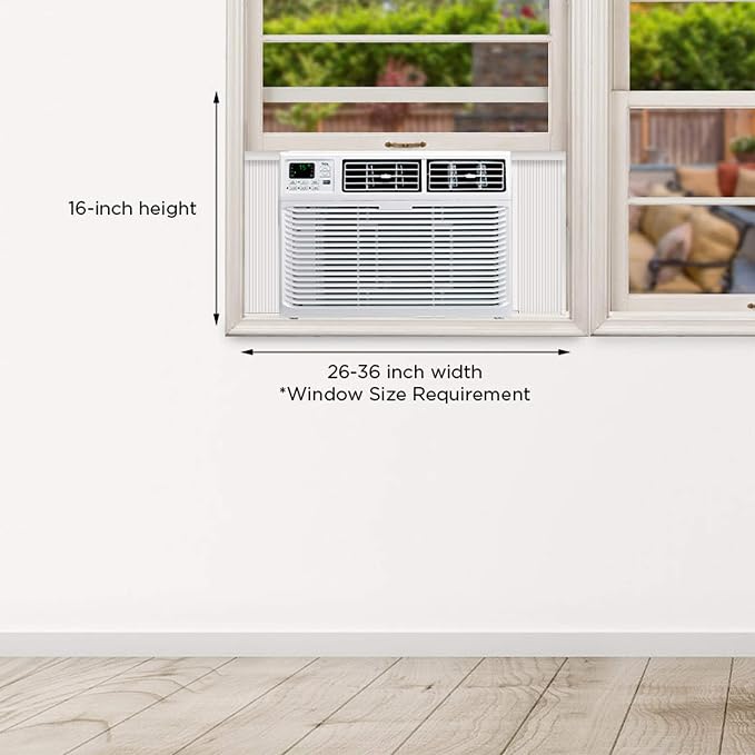 Home 10,000 BTU Window Air Conditioner, Energy Star, Cools Rooms up to 450 Sq. Ft., 3 Fan Speeds, Quiet, Multiple Modes