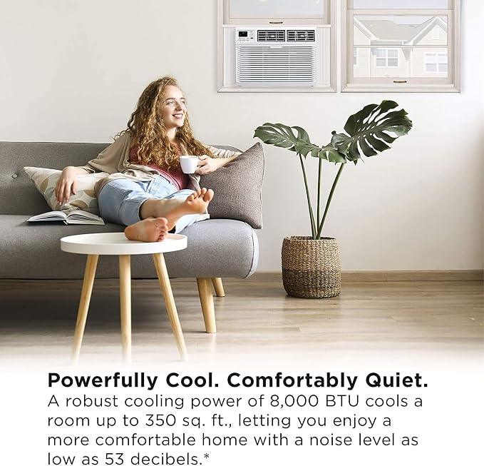 Home 12,000 BTU Window Air Conditioner, Energy Star, Cools Rooms up to 550 Sq. Ft., 3 Fan Speeds, Quiet, Multiple Modes