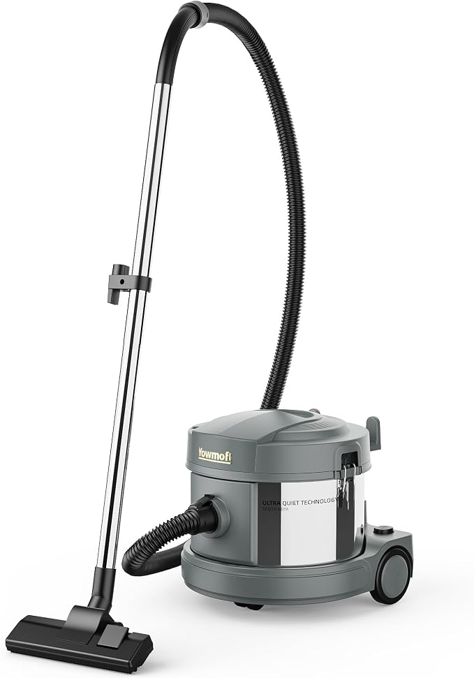 Home 4 Gallon Canister Vacuum, 800W Ultra-Quiet Canister Vacuum Cleaner, 35Ft. Cord, Model SCQ15-HEPA, Gray-Gold 35Ft Gray