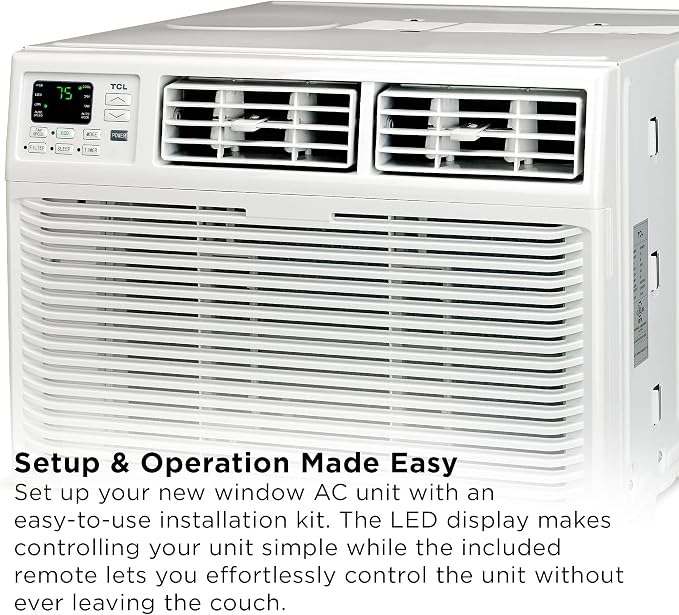 Home 8,000 BTU Smart Window Air Conditioner, App & Voice Control, Energy Star, Cools Rooms up to 350 Sq. Ft., 3 Fan Speeds