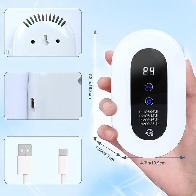 Home Air Purifier for 99% Strong Odor Cat Box Deodorizer for Pets Poof Plug in Ionizers Air Freshener for Bedroom Kitchen