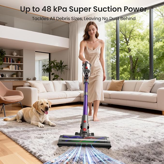 Home Cordless Vacuum Cleaner, 550W 48KPA Stick Vacuum Cleaners for Home, Wireless Vacumm with Self-Standing, alternate