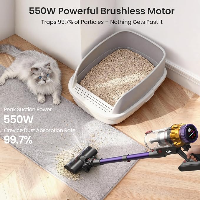 Home Cordless Vacuum Cleaner, 550W 48KPA Stick Vacuum Cleaners for Home, Wireless Vacumm with Self-Standing, alternate